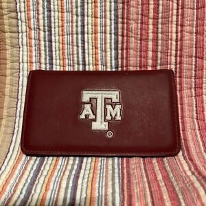 Texas A&M Aggies Alan‎ Stuart Maroon Leather Checkbook Cover Wallet